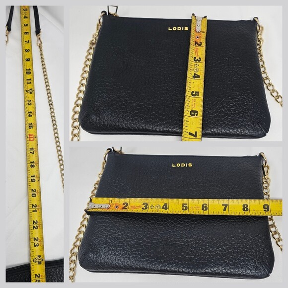 Lodis Emily 5 In 1 Convertible Black Pebbled Leather Chain Strap Crossbody Bag - Picture 8 of 8